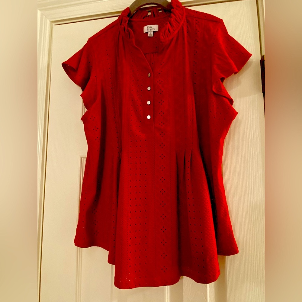 ☀️CHERRY RED | EYELET BLOUSE  | L